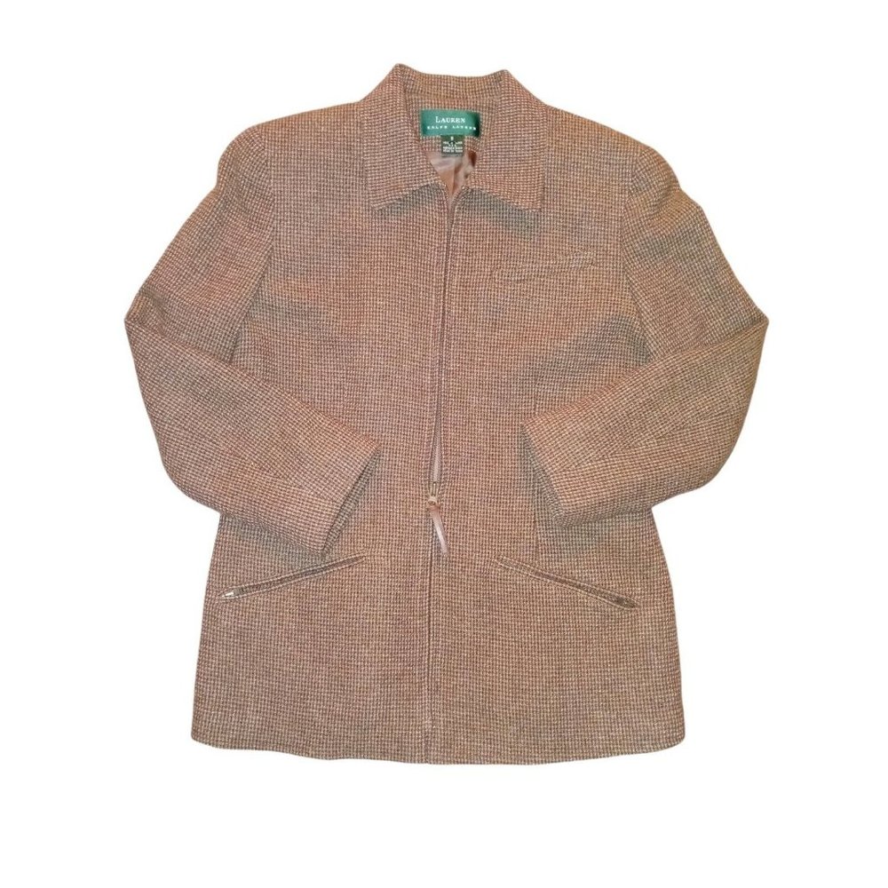 Lauren Ralph Lauren Women's Wool Zippered Tweed Blazer Jacket Size 6 Small Lined